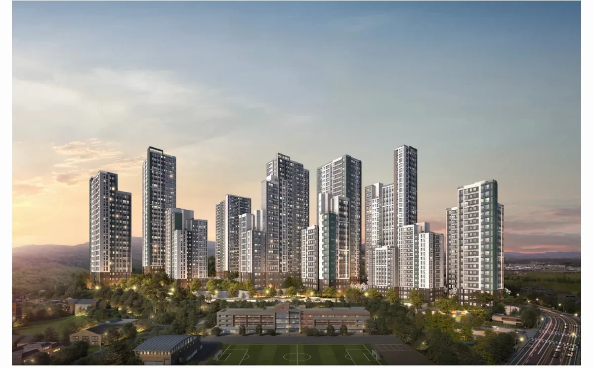 파주 헤이리 오베르원 조감도 — 지하 4층~지상 29층 12개동 1,122세대
